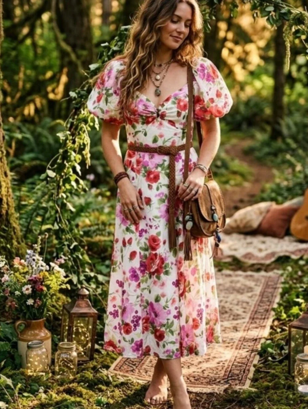 Abercrombie Hardware Drama Puff Sleeve Dress In White Floral